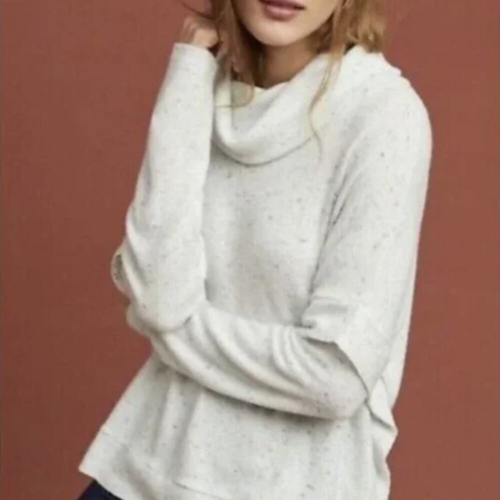 Anthropologie Postmark Medium Gray Speckle Cowl Neck Slouchy Knit Pullover Top